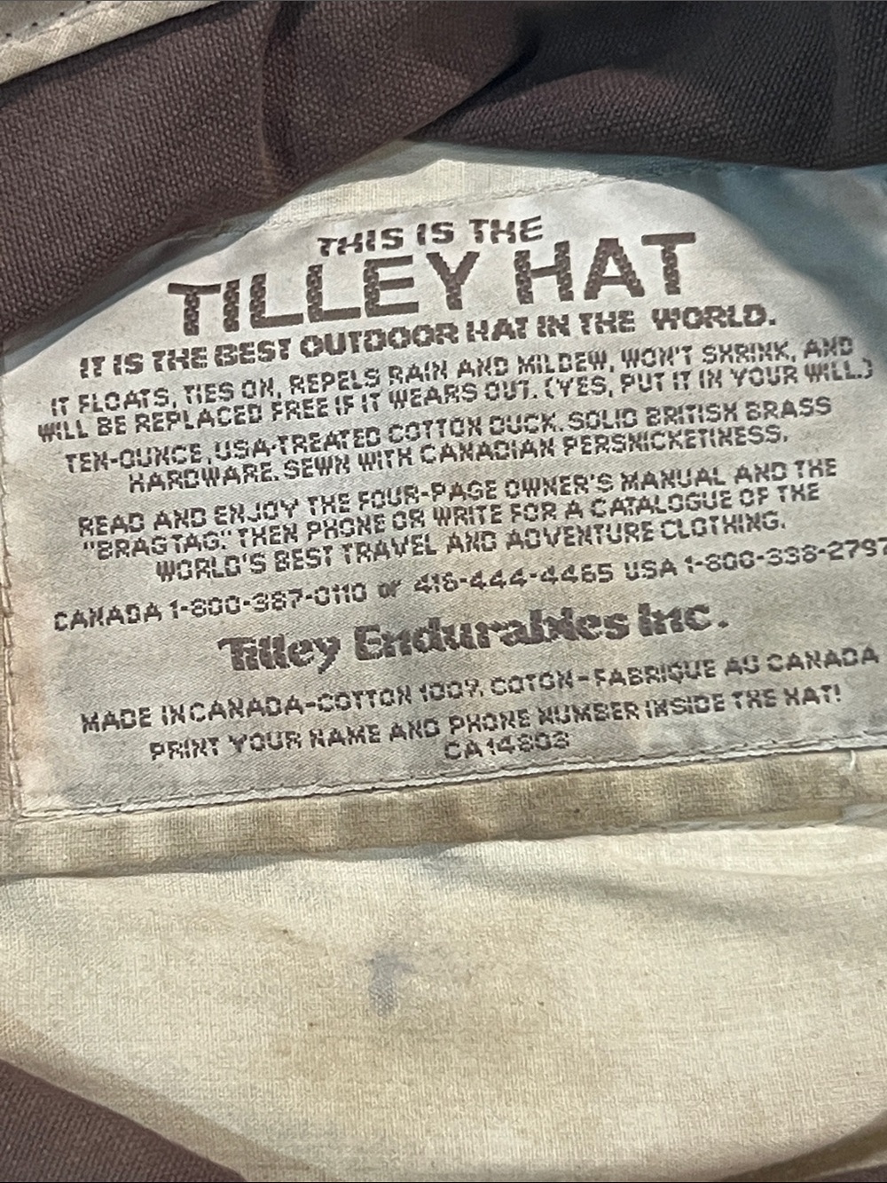 Tilley hat endurables sz 7 3/8 rugged durable z18